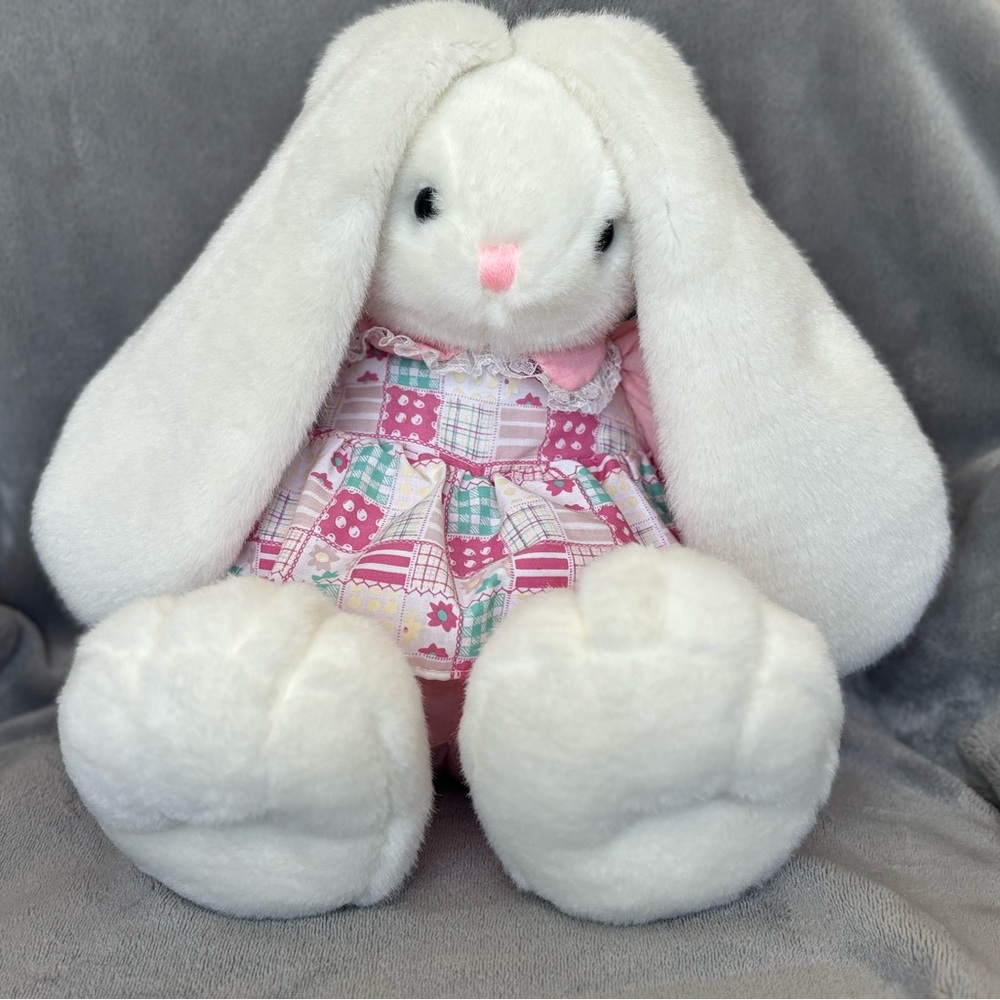 Vintage Bee International Plush
White Bunny Plush Bunny Toy with Pink Dress